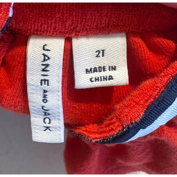 JANIE And JACK Terry Cloth Dress Girls Size 2T Swim Cover Up Red Nautical - Picture 5 of 7